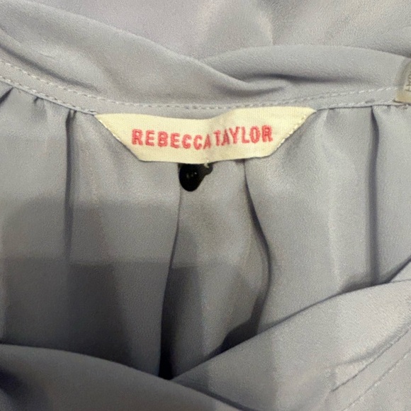 Rebecca Taylor Light Slate Blue Draped Long Sleeve Blouse - Picture 3 of 4